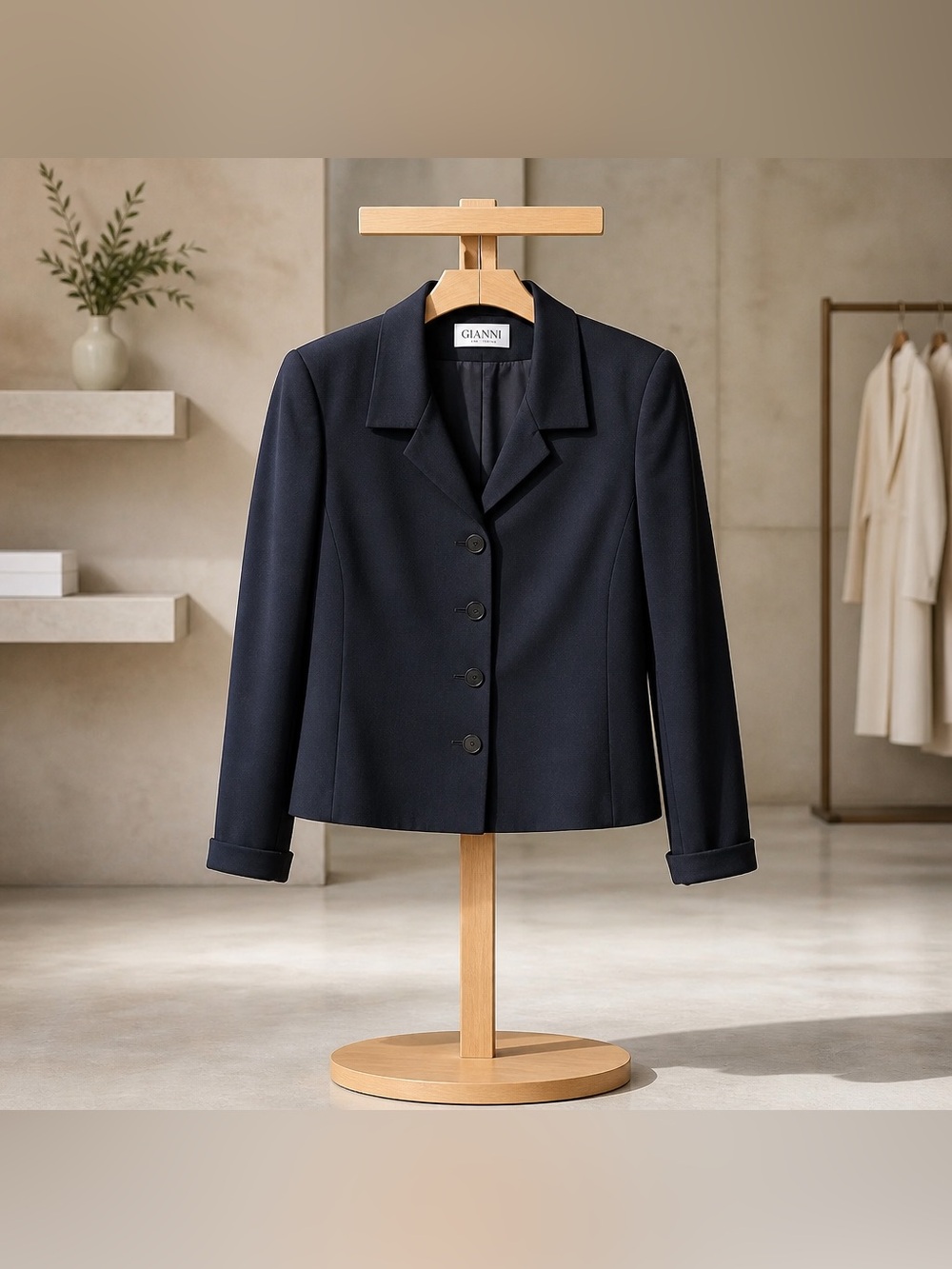 Gianni Sport Size 14 Wool Black Suit Jacket